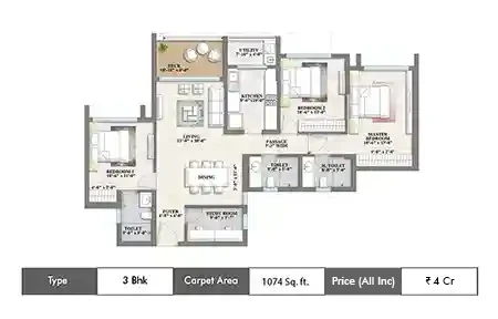 3 BHK-783 Sq.ft